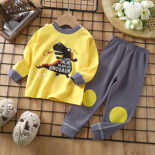2024 New Children's Pure Cotton Autumn Clothes Autumn Pants Underwear Autumn Winter Spring Suits Home Clothing Boys Girls Children's Clothing Pajamas