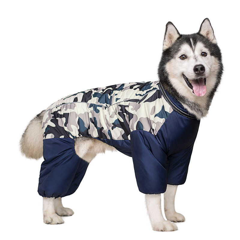 Ropa de algodón para perros de tamaño grande y mediano Alaska Samo Golden Retriever ropa de otoño e invierno para mascotas forrada de lana engrosada de cuatro patas ropa de abrigo