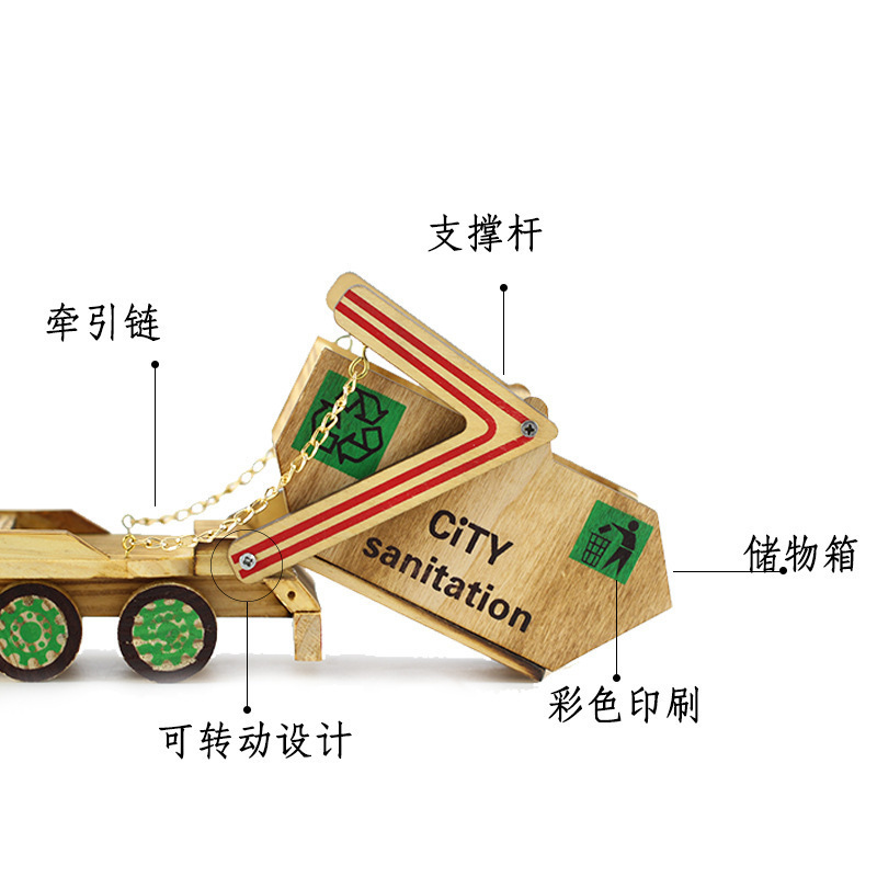 木製クラフトギフト衛生車両カラフルな装飾クリエイティブパズル減圧ホームエンジニアリング車両おもちゃ卸売|undefined