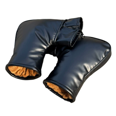 Winter warm, fleece-lined, thickened electric vehicle hand guards, windproof and cold-resistant, suitable for scooters and tricycles (Motorcycle Handle Cover) - black