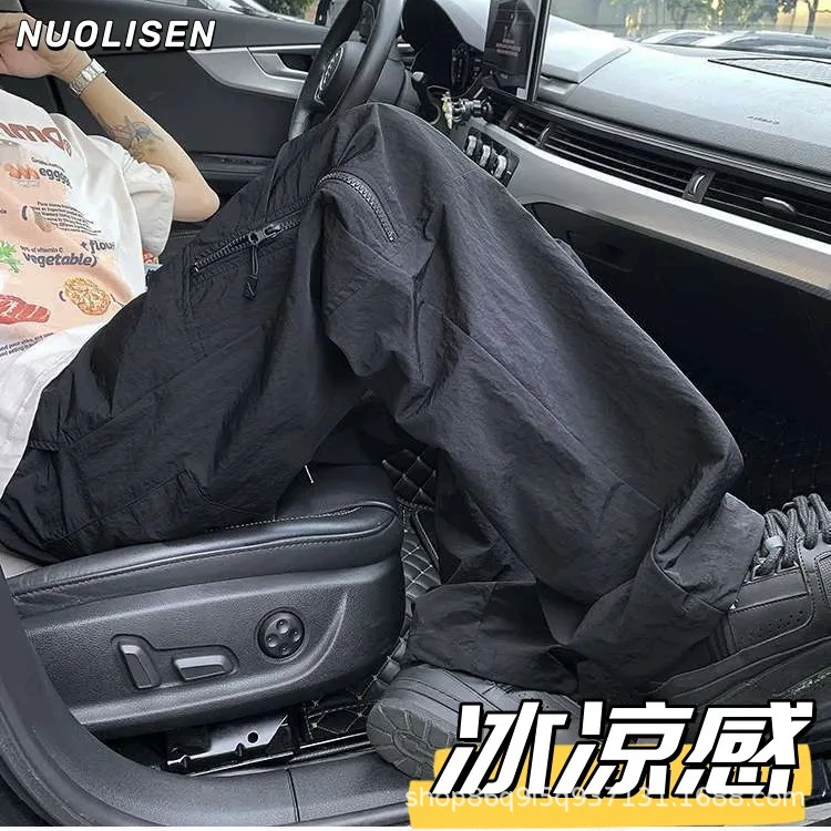 Модные прочные повседневные брюки для мужчин и женщин в американском стиле больших размеров, свободные прямые брюки с широкими штанинами на весну и лето.