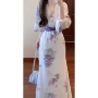 v领少女显瘦气质茶歇