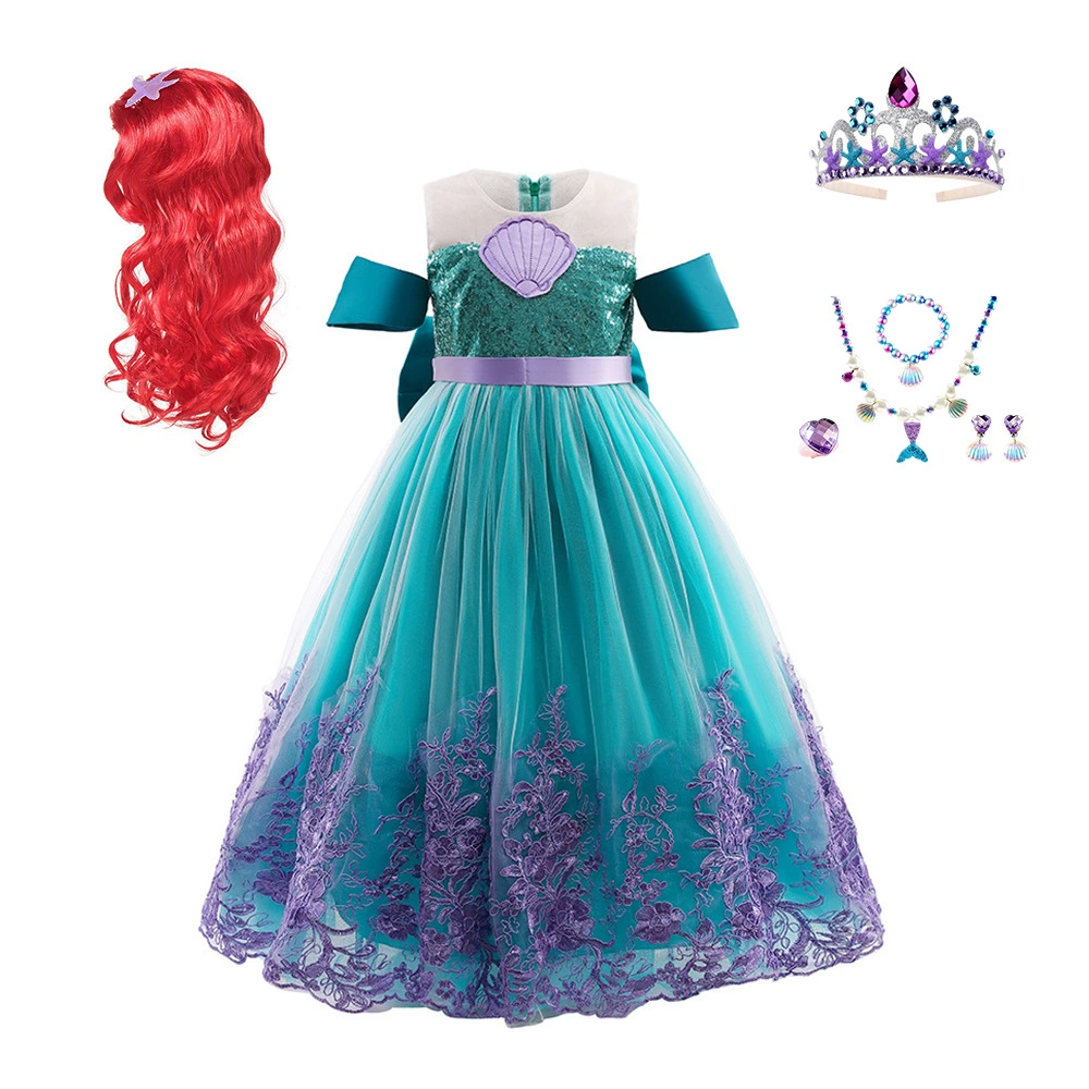 Трансграничное Новое Кружевное платье принцессы с русалкой Платье для девочек Летнее платье для подиума Платье принцессы для выступлений