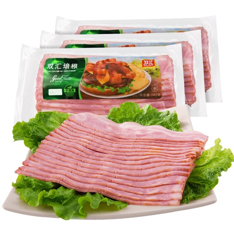 Shuanghui Bacon 240g Breakfast Home Luncheon Meat Sandwich Hand-made Cake Barbecue Pizza Baking Raw Material Commercial