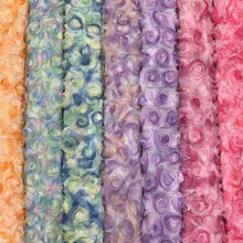 欧洲站新款高档立体盘花玫瑰绣花面料 女装连衣裙蕾丝乱花刺绣布