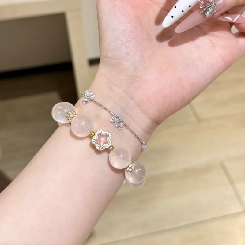 天然莫粉水晶手串高货大咪数轻奢简约百搭小众手链女直播爆款批发|undefined