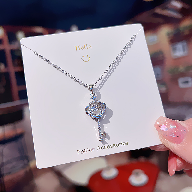 Fashion Letter Universe Titanium Steel Rhinestones Pendant Necklace