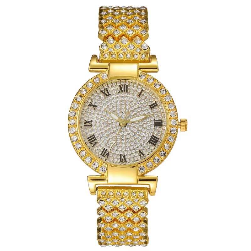 2024 Mantian Star Steel Chain Set Orologio da donna con bracciale con strass modello romano con diamanti pieni_voghion.com