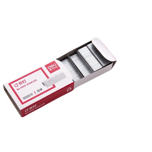 Deli 0010 staples, universal type No. 10 staples, office stationery, stainless hard pins, 1000 pieces/box