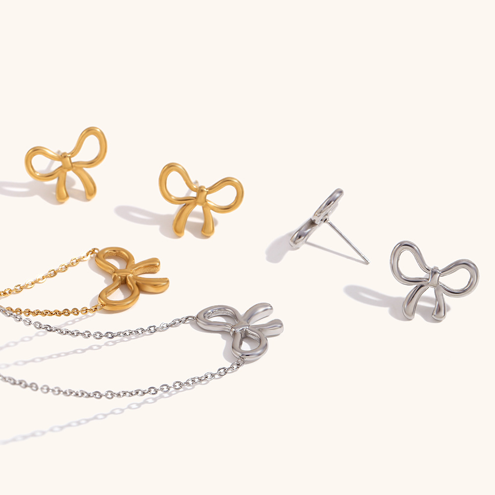 retro fashionable trend cute pendant stainless steel with bow