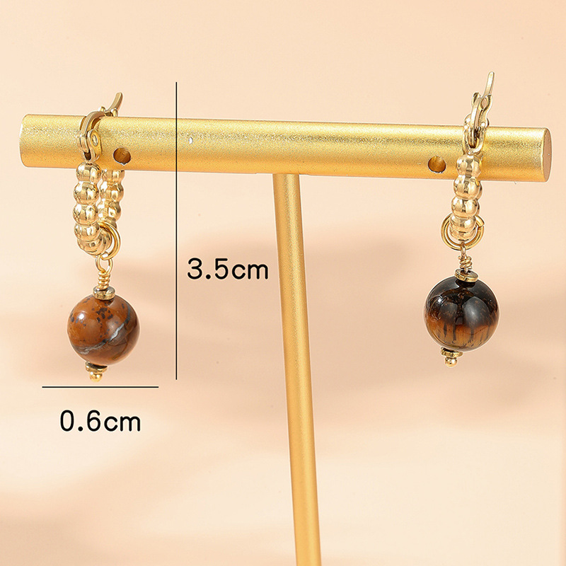 Retro Solid Color Stainless Steel Beaded Plating Drop Earrings 1 Pair