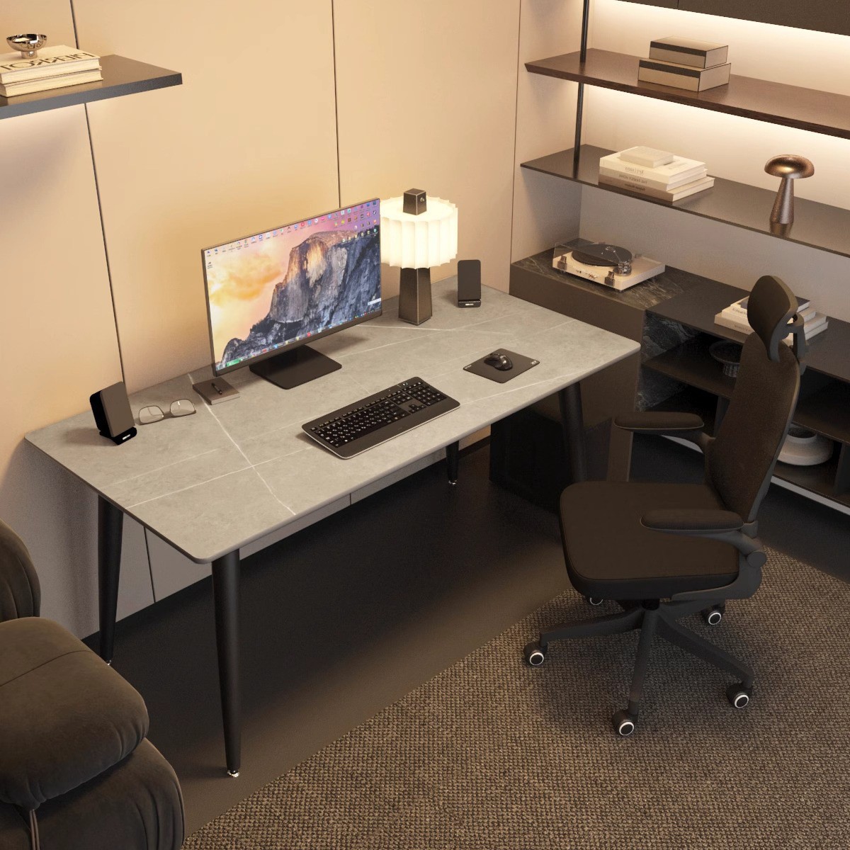 Slate Computer Table Desktop Desk Modern Minimalist Bedroom Home Writing Desk Office Desk Rectangular E-Sports Table