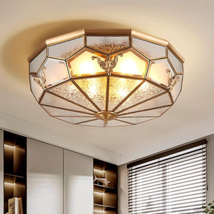 American-Style All-Copper Ceiling Light for Bedroom, Main Luxury Simple Retro Corridor Aisle Light, Room Light, Balcony Light W068