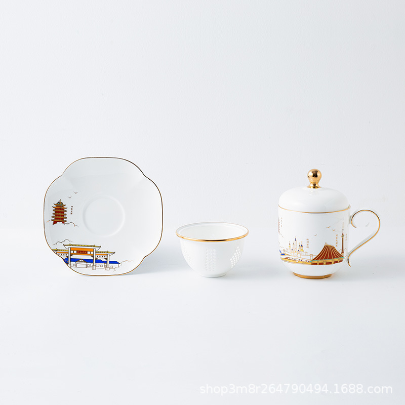 Tao Runhui regalos de negocios personalizados tazas de oficina de cerámica separación de té cubierta Wenchuang personalizado regalos de alta gama