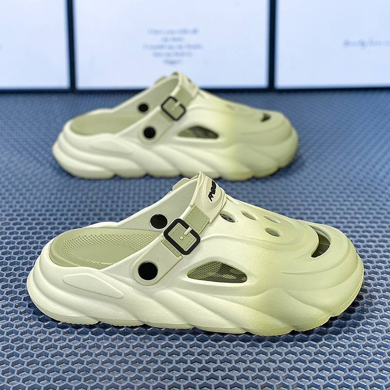 Nuevo estilo de los hombres, ligero, cómodo, tendencia, moda, ocio diario, punta redonda, color a juego, transpirable, zapatos con agujeros para hombres Baotou