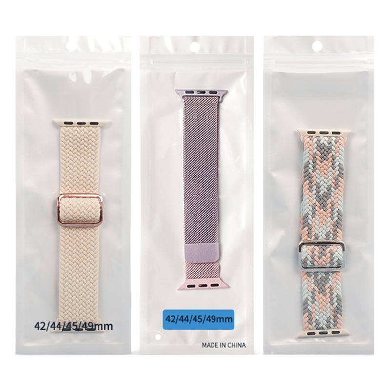 Correa de reloj bolsa de embalaje bolsa de perlas impresión 38/42/44/45/49mm Apple correa de reloj ziplock bolsa fábrica al por mayor