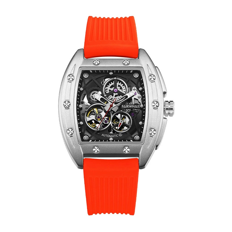 Механические наручные часы (Mark Fairwhale FW-6180) Skeleton Automatic, водостойкие, силиконовый ремешок