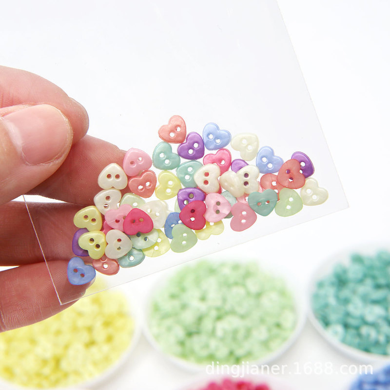 6mm mm Pearlescent Resin Heart Buckle Bjd Trendy Baby Clothes Accessories Cotton Doll Button Mini Baby Clothes Button