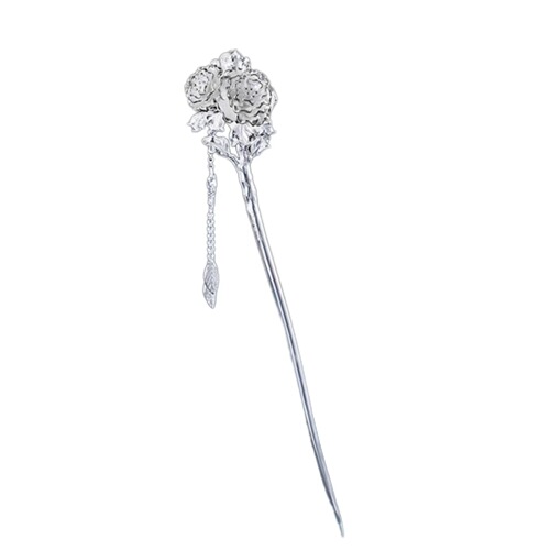 Copper silver-plated retro palace style national style peony hairpin hair accessories women's e-commerce live broadcast factory supply wholesale