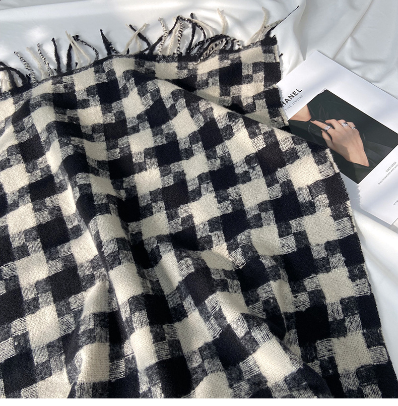 Kariert Schal Mit Fransen Für Damen Für Herbst Und Winter_voghion.com