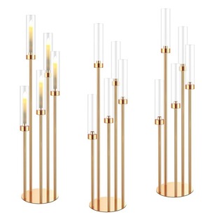 Cross-border Iron Electroplating Gold Step High Candlestick Home Party Wedding Hotel Dining Table Center Decorations
