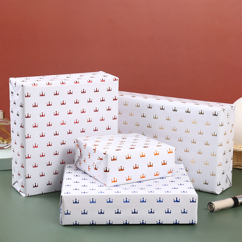 Corona caja de regalo papel de embalaje impresión papel de regalo de vacaciones papel de embalaje de regalo dorado productos de papel al por mayor