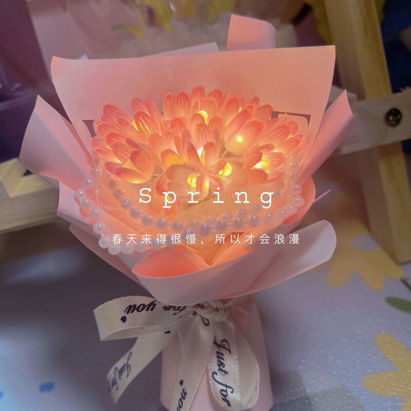 Valentine's Day mini handmade diy tulip bouquet nightlight material bag eternal flower romantic high value gift