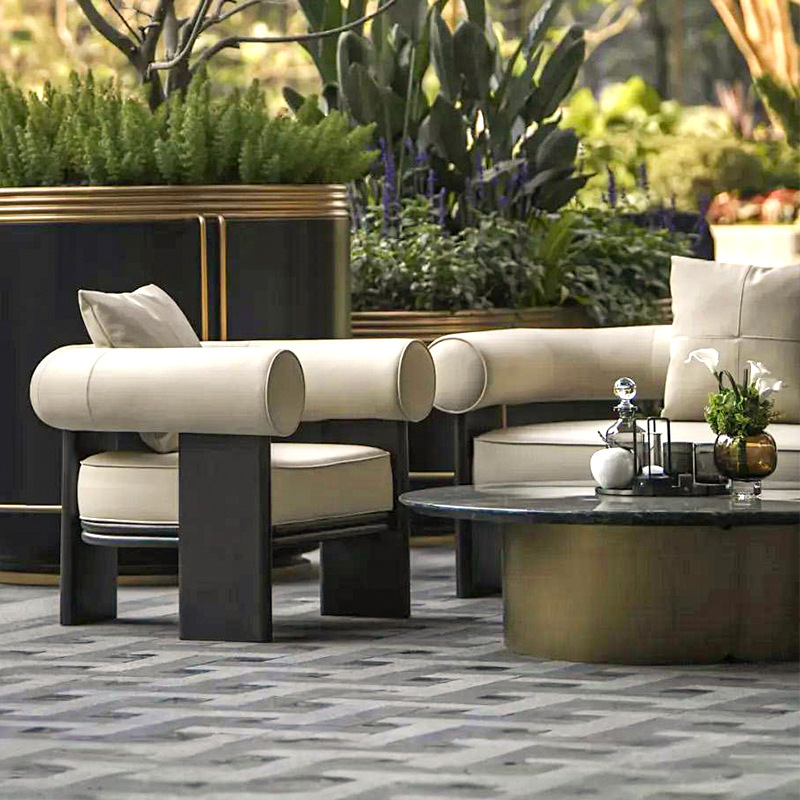 Sofá de aleación de aluminio al aire libre patio combinación de terraza villa al aire libre sala de sol impermeable muebles de cama de cama image 5