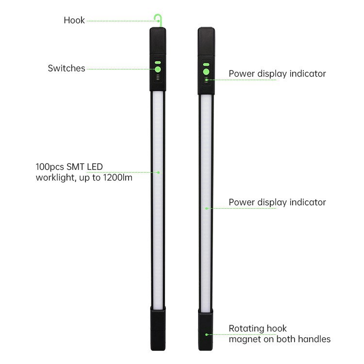 In-Stock Cross-Border Automotive Work Light Rechargeable 1200Lm Aluminum Alloy Strip Light Led Hood Inspection Light Customizable