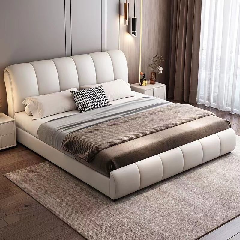 Italian Minimalist Ecological Leather Bed Double Bed 1.8m Master Bedroom Queen Bed 1.5m Light Luxury Small Apartment Storage Wedding Bed