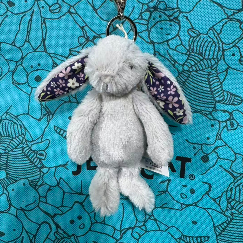 Floral gray rabbit pendant