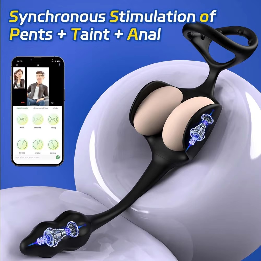 3-in-1 Vibrating Prostate Massager with Scrotum Ring and Anal Plug, 10 Frequencies, APP Control — detail image 4