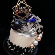 网红太子摩托车蛋糕装饰摆件模型大号仿真机车甜品台儿童玩具批发