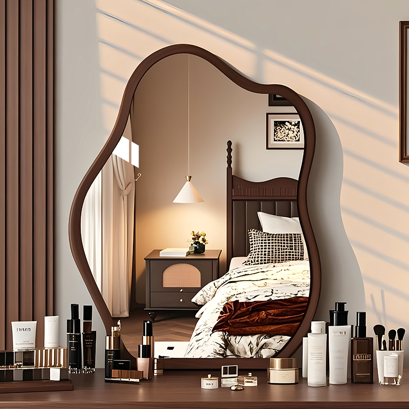 French Cloud Makeup Mirror, Antique Style Retro Dressing Table Mirror, Wall-Mounted Bathroom Bathroom Mirror, Special-Shaped Decorative Mirror