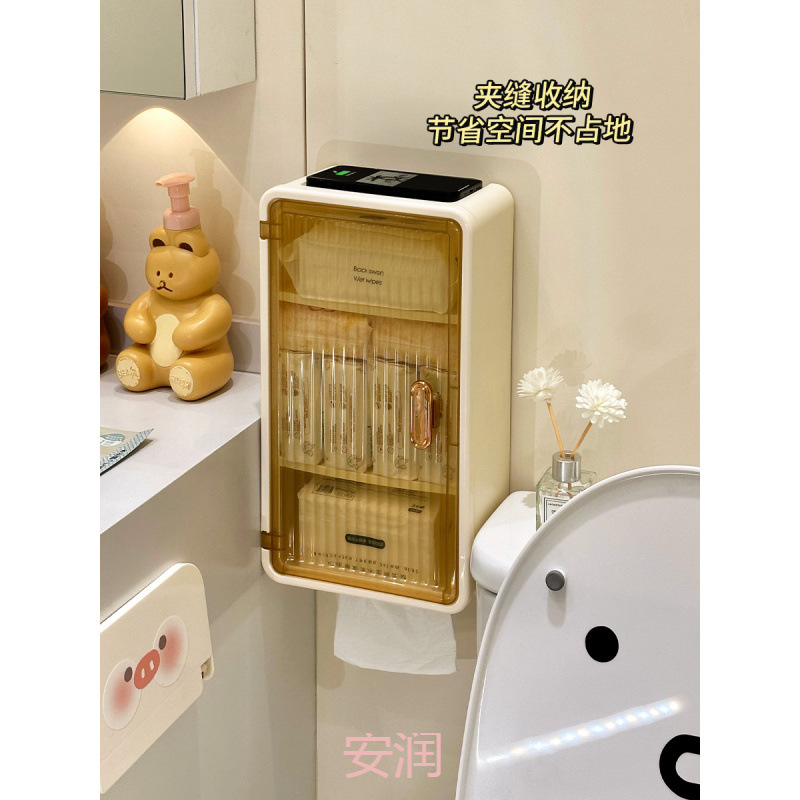 Baño pequeño armario sin perforación inodoro superior estante de almacenamiento Baño todo tipo de caja de almacenamiento de toallas colgadas en la pared