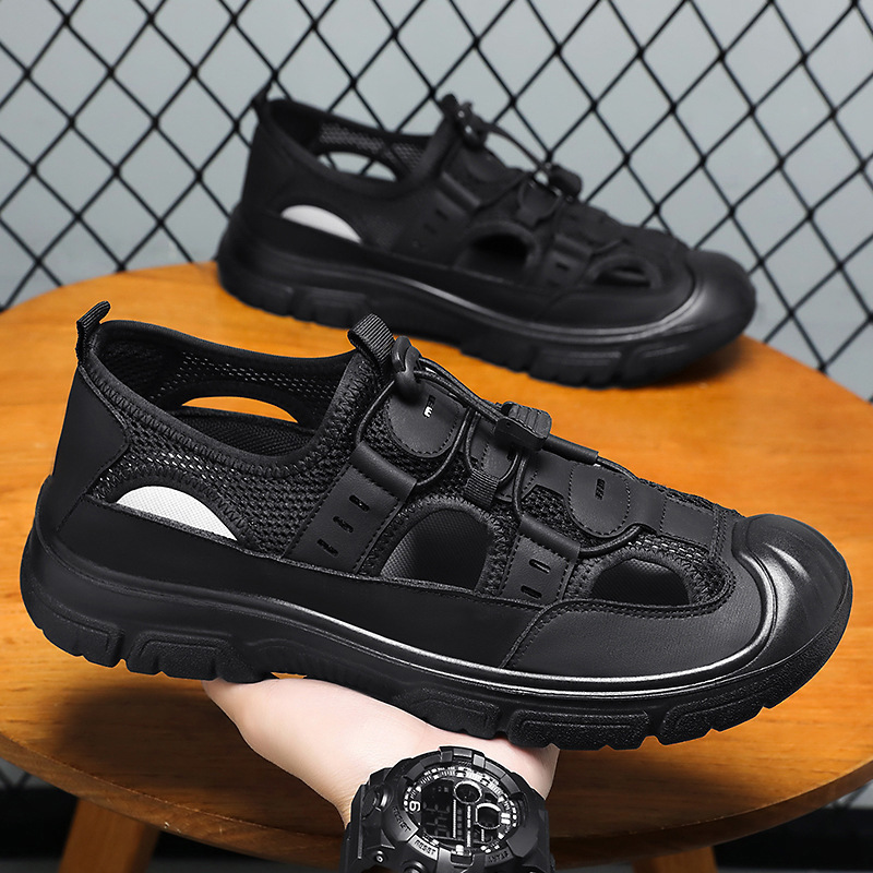 Summer Breathable Mesh Shoes Casual Men's Hollow Hole Shoes Outdoor Mountaineering Shoes Slip-on Wading Shoes Men's Sandals