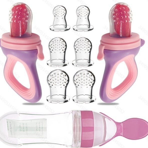 Amazon geométrica confundido botella mordedura música frutas y verduras alimentador pezón 6 traje bebé silicona pezón