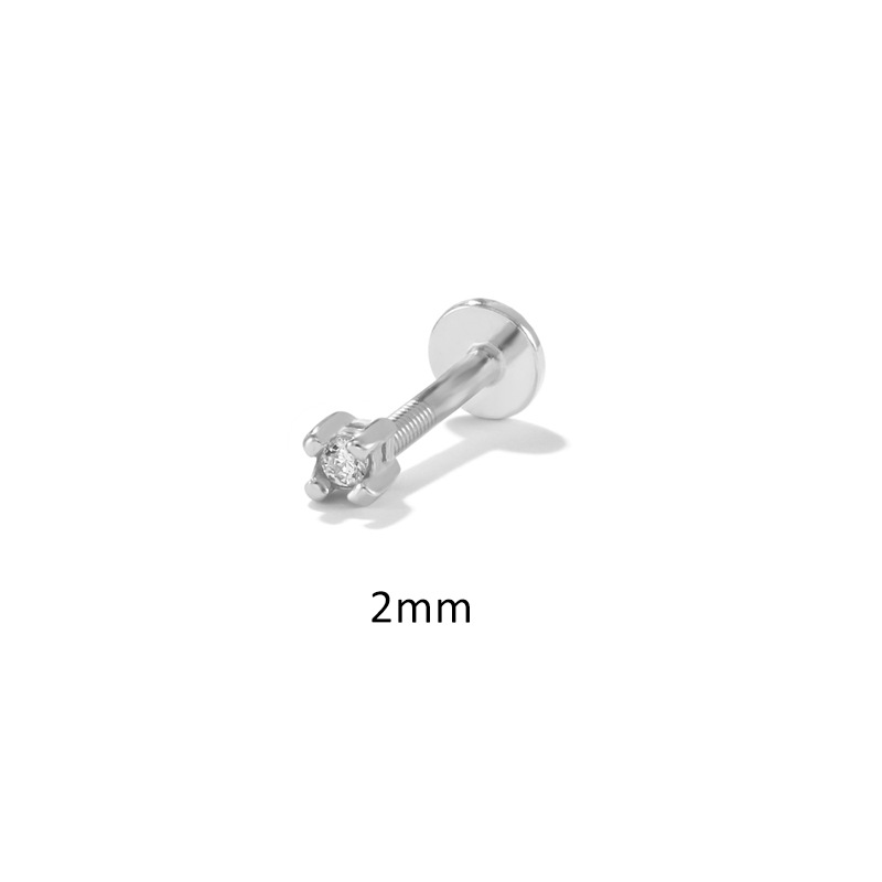 Fashion Solid Color Sterling Silver Plating Inlay Zircon Ear Studs 1 Piece