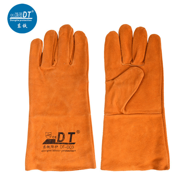 优质AB级金黄牛皮单层手心加棉电焊防护隔热吸汗防烫 焊工手套
