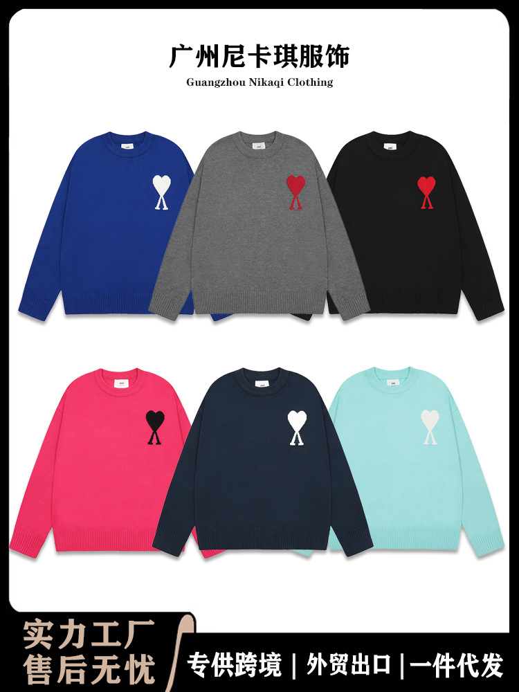 Amiニットセーター丸首小愛潮牌女性カップルゆるいセーター上着長袖25年新型国境を越えた