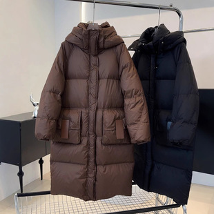 Women's Winter 2025 New Korean Style Loose Thick Mid-Length Over-The-Knee down Cotton Jacket for Small Figures