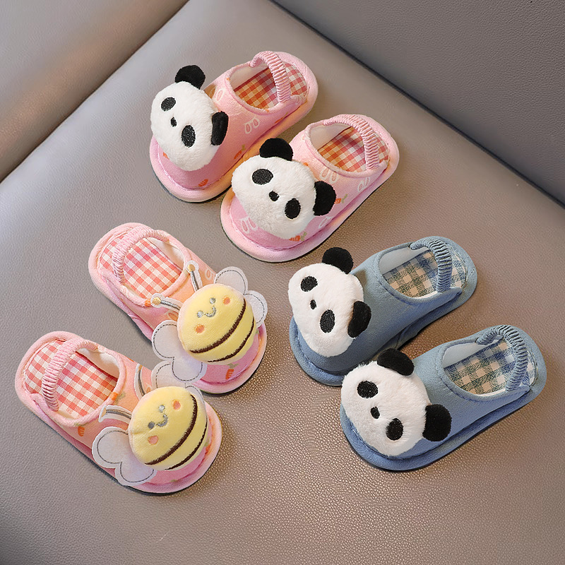 [Large Quantity Discount] Children's Spring & Fall Floor Slippers for Men and Women, Cartoon Non-Slip Cotton Slippers for Home and Outing