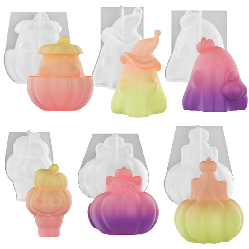 自慢 DIY 接着剤モールドハロウィンカボチャゴーストキャンドルシリコーンモールド人形装飾品|undefined