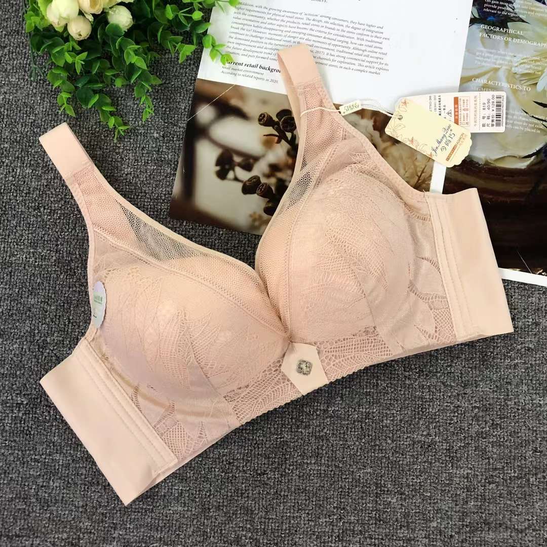 Nuevo sujetador inalámbrico moda Jacquard de encaje transpirable cómodo clásico cuatro breasted ropa interior para las mujeres al por mayor