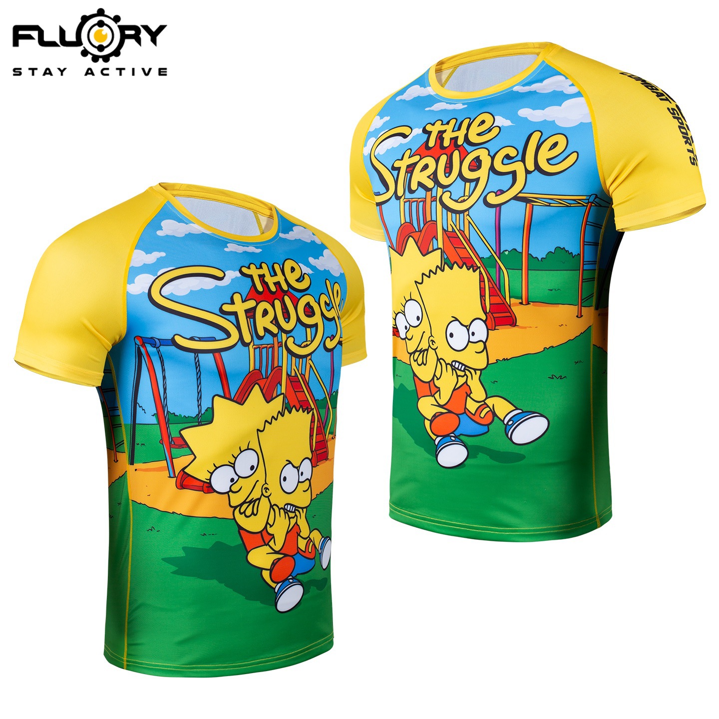 Fluory Fire-Proof Anti-Wear Bodysuit Boxing Clothes Jiu-Jitsu Anti-Wear Clothes Sanda Mma Fighting Training Clothes Men's T-Shirt