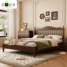 法式复古床实木床1.8米双人床美式中古风1.5米民宿酒店轻奢单人床