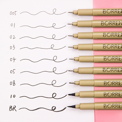 可加墨针管笔美术专用防水勾线笔绘图专用动漫手绘笔0.3建筑浩林