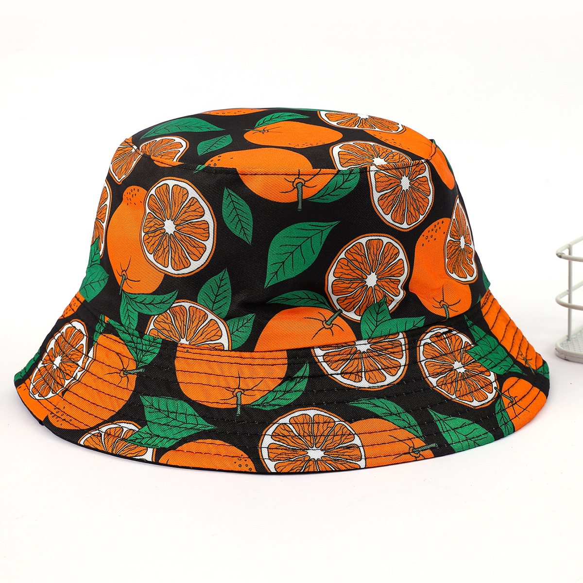 Creativo nuevo patrón de fruta sombrero de pescador europeo y americano hombres y mujeres de ocio al aire libre protección solar sombrero de doble cara