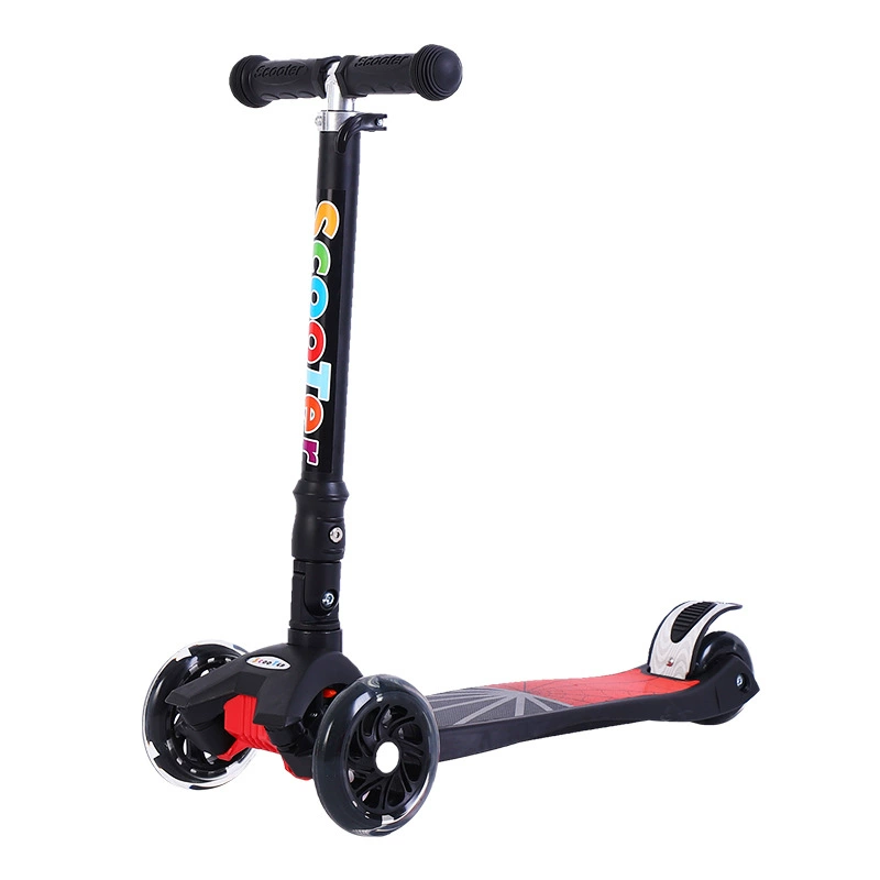 Children's three-wheel flashing scooter, foldable pedal pedalled, custom-made