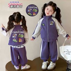 男女子供カジュアルセット2025春秋服新型子供服ファッション洋気赤ちゃんカーディガン2点セット